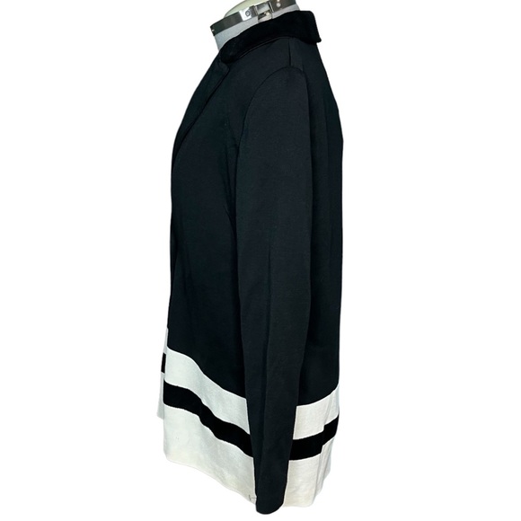 St John Knit One Button Topper Caviar & Cream Jacket Women’s Size 10 With Tags - Picture 4 of 12